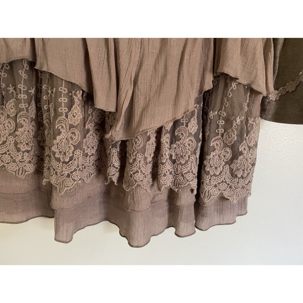 Pretty Angle Tunic Fairy Core Lace Flowy Draped Whimsigoth Linen Boho Sz S - Picture 3 of 8